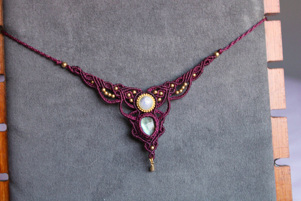 Collar Fae Piedra Luna y Labradorita