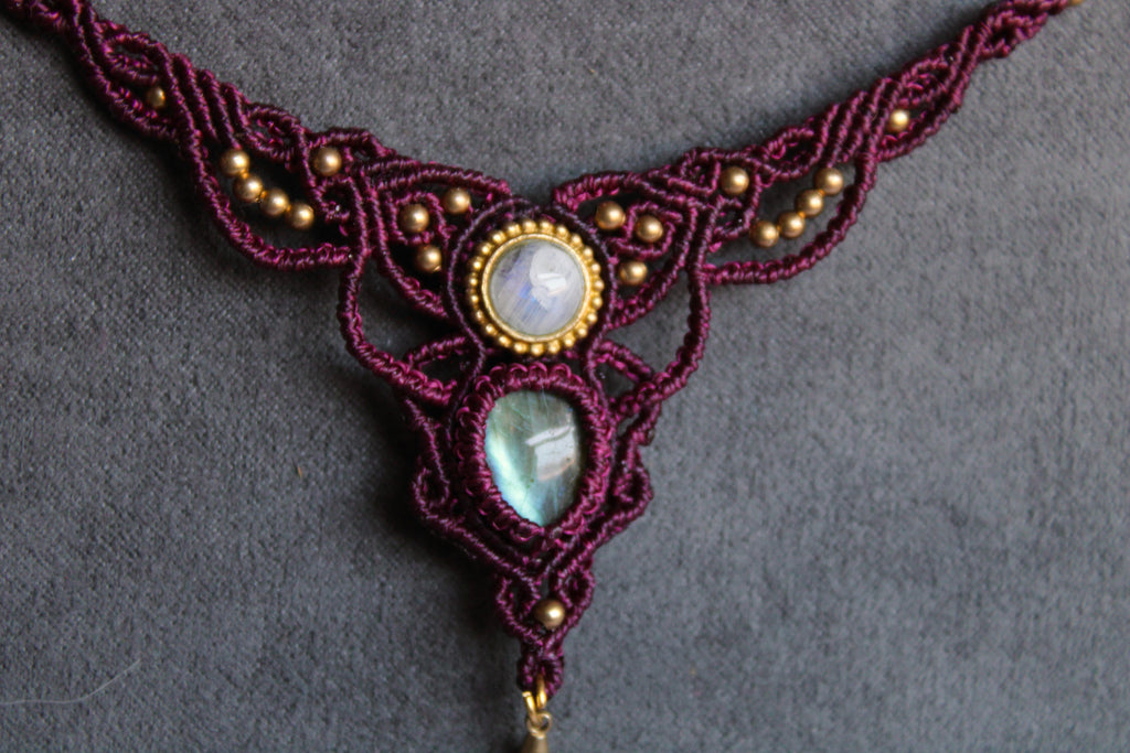 Collar Fae Piedra Luna y Labradorita
