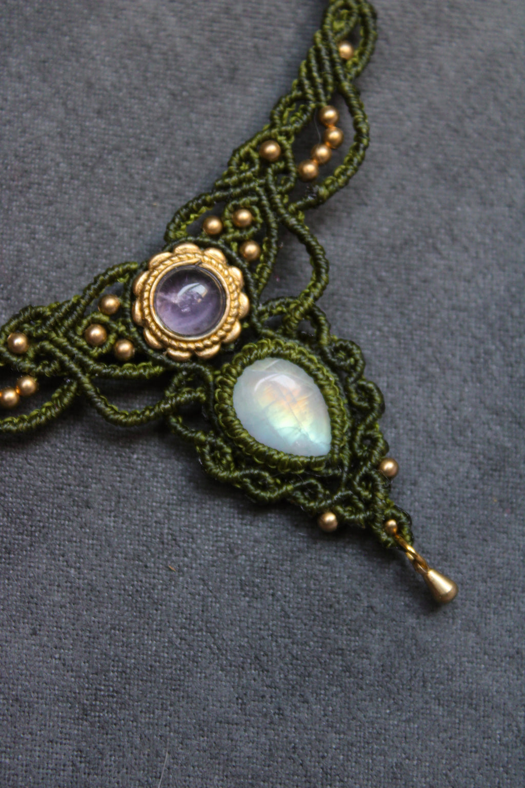 Collar Fae Amatista y Piedra Luna